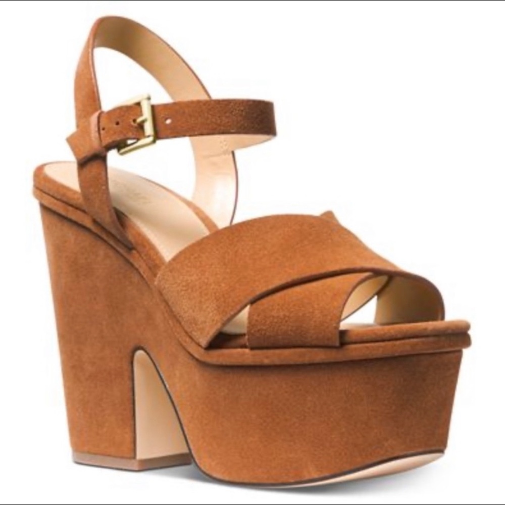 MICHAEL KORS Divia Suede Platform Wedge Sandal 8M